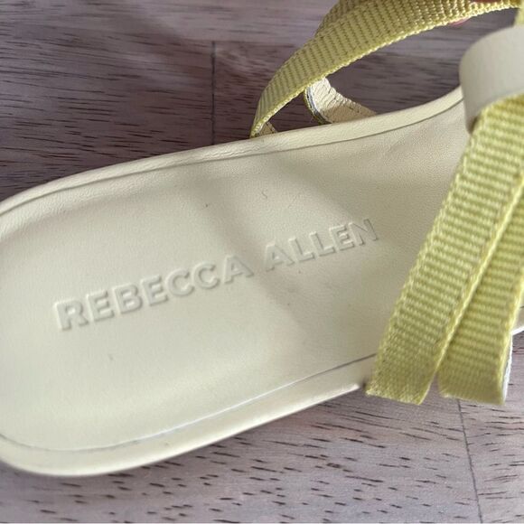 Rebecca Allen, The Flat Strappy Sandals, Velcro ankle strap, Citrine Yellow NWOB - Picture 4 of 6